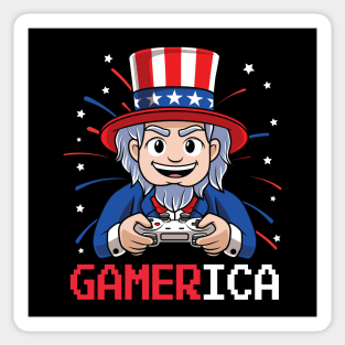 4th of July Uncle Sam Video Gamer Sticker